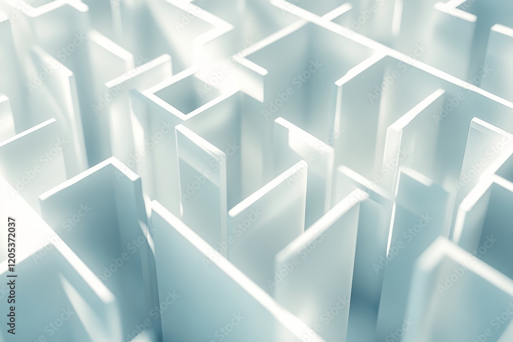 Aufkleber abstract three dimensional white maze structure with sharp edges and intricate pathways