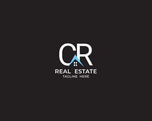 Modern Letter CR and real estate logo design
