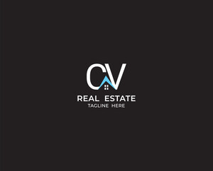 Modern Letter CV and real estate logo design