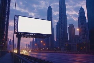 Blank billboard in Times Square at night