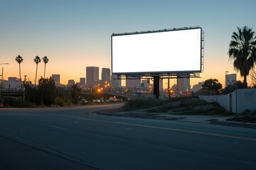 Blank billboard in Times Square at night