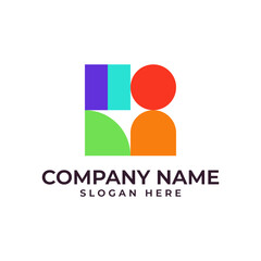 Logo feature human figure composed of colorful geometric shapes. It suggests community, connection, and diversity, while the clean lines and bold colors convey a sense of professionalism and energy