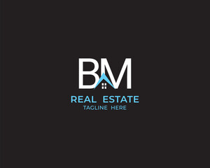 Modern Letter BM and real estate logo design
