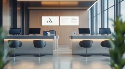 Modern Office Reception Area Design: Sleek and Minimalist Workspace