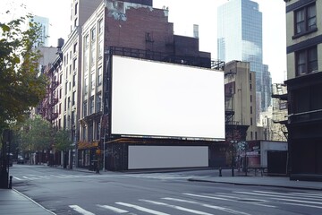 Blank Billboard in Urban Setting Awaits Advertisement