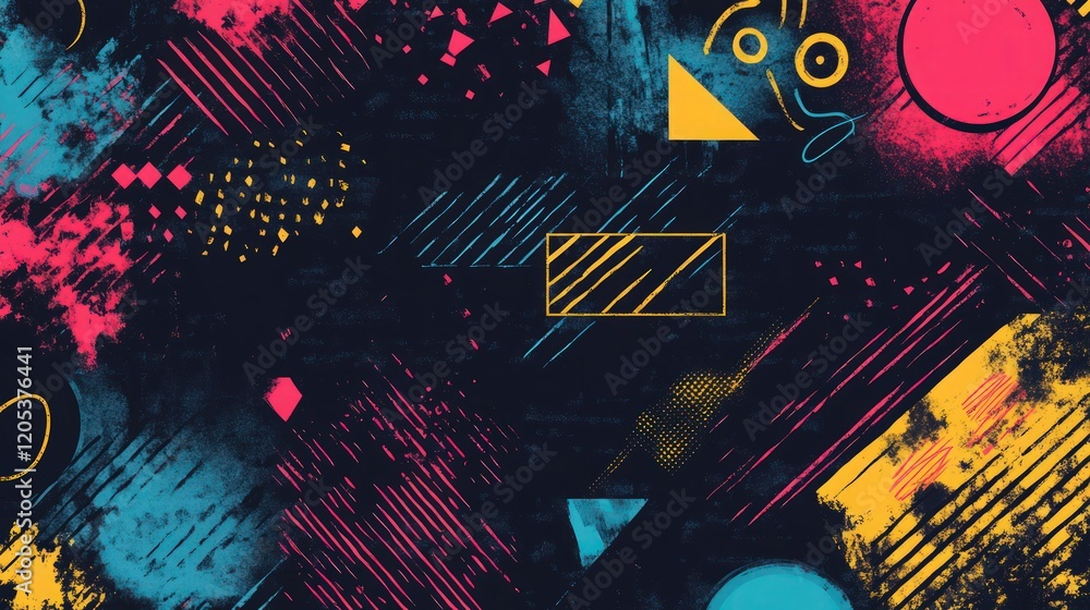 Poster artistic sketch draw backdrop material. abstract geometric pattern. chaos and random. modern art dra
