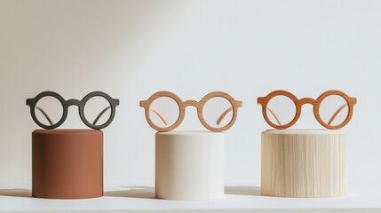 Cute minimalist wooden frames, incorporating playful accents such as pastel temple tips, rounded edges, or subtle carved patterns for a youthful yet sophisticated touch