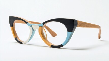 Cute minimalist wooden frames, incorporating playful accents such as pastel temple tips, rounded edges, or subtle carved patterns for a youthful yet sophisticated touch