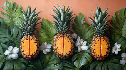 Fototapeta premium Tropical Pineapple Botanical Pattern