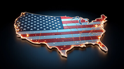 Dynamic representation of the united states with illuminated american flag conceptual art digital environment vibrant display national identity
