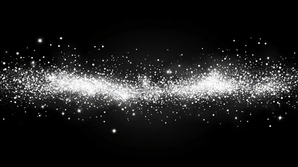Dynamic silver glitter explosions resembling fireworks, featuring sparkling patterns and dazzling effects against black backgrounds, perfect for festive, celebratory, or abstract digital design