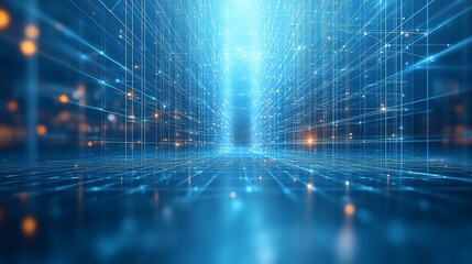 Futuristic digital network with abstract blue background for technology design