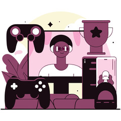Minimalist Blue & White Gaming Icons: Clean, Modern Design for your Projects ui ux set game flat    