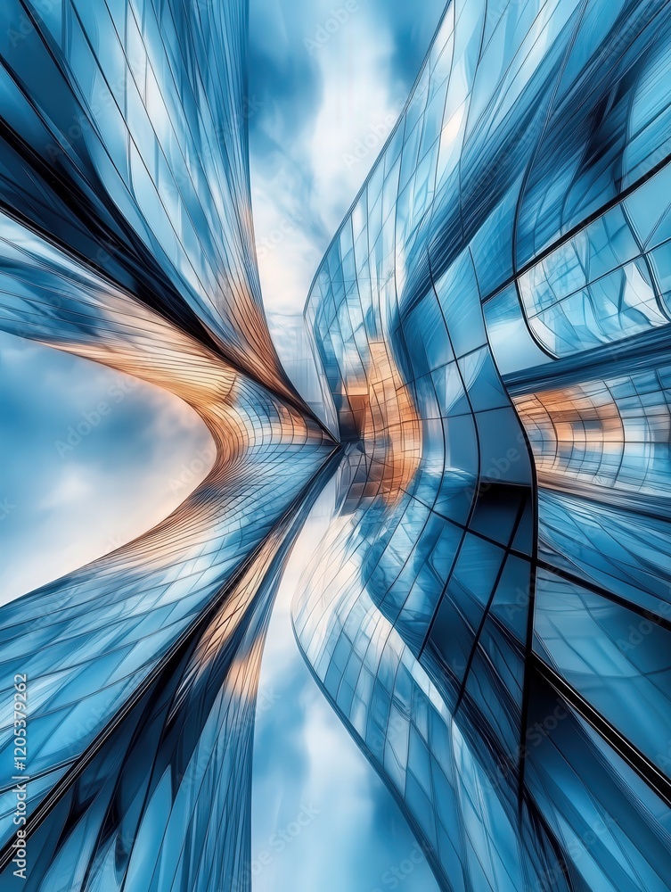 Poster captures the mirrored surfaces of architecture bending light into mesmerizing patterns of distortion