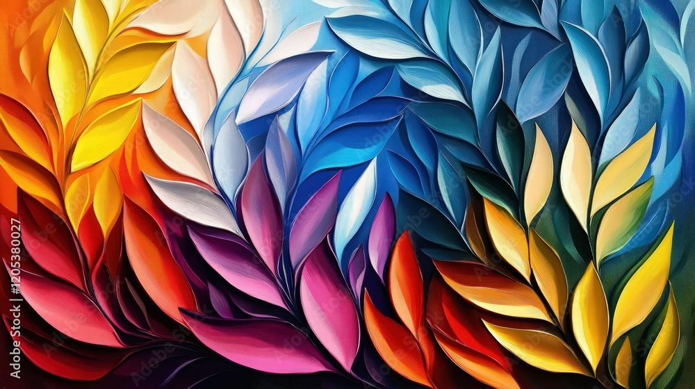 Wall mural decorative oil painting. vibrant dynamic art. 2d illustration. texture backdrop mix unique matrix fo
