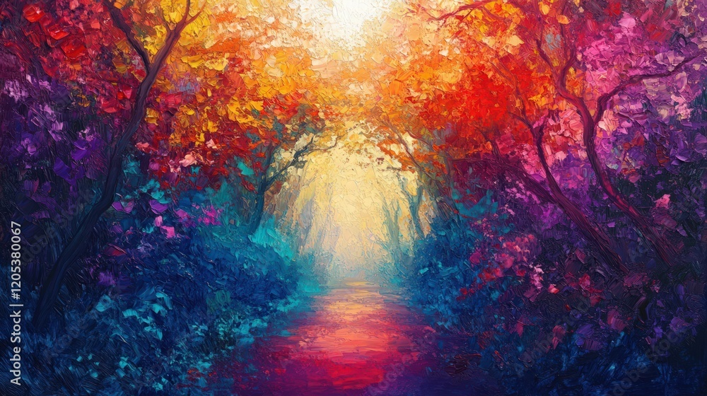 Wall mural decorative oil painting. vibrant dynamic art. 2d illustration. texture backdrop mix unique matrix fo