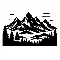Fototapeta premium Mountain silhouettes vector. Mountains ranges. Mountain peak. Mountain logo icon vector on a white background.