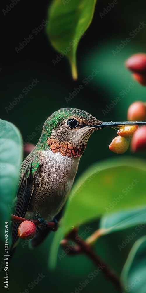Aufkleber resolution, with every detail of its delicate feathers and tiny beak visible as it sips nectar