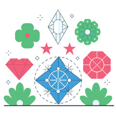 Stylish Black & White Geometric Diamond Icons: Modern Design Elements art bold style clean sharp    