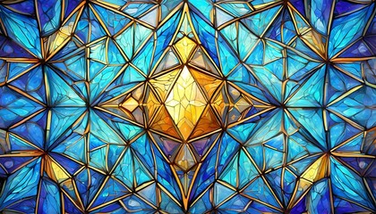 Fototapeta premium Diamond crystal stained glass texture, bright shades of colors and geometric shapes pattern