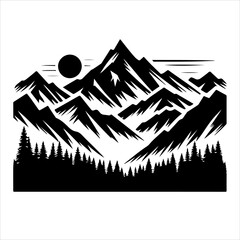 Fototapeta premium Mountain silhouettes vector. Mountains ranges. Mountain peak. Mountain logo icon vector on a white background.