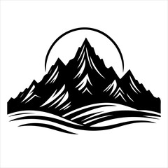 Mountain silhouettes vector. Mountains ranges. Mountain peak. Mountain logo icon vector on a white background.