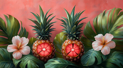 Fototapeta premium Tropical Pineapple Botanical Pattern