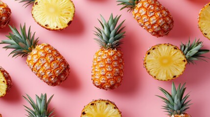 Fototapeta premium Delicious pineapple recipes for branding, featuring tropical-inspired dishes like pineapple skewers, presented with vibrant colors and clean layouts for modern food campaigns