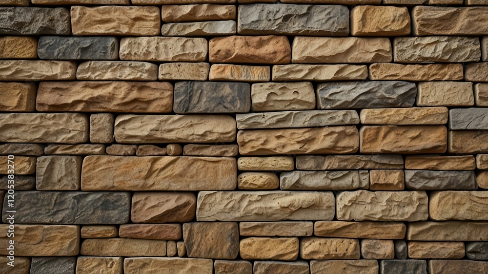 Poster different sizes and colors of stones create a textured wall that adds depth and character to an inte