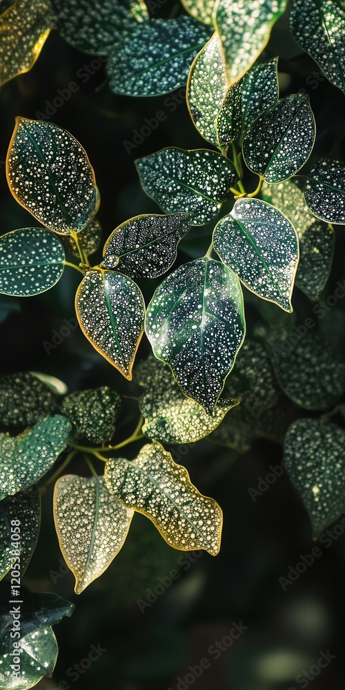Aufkleber variegated betel leaf bush intricate patterns, the interplay of light and shadow adding depth to the
