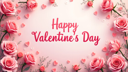 Happy Valentine's Day Pink Roses Greeting Card