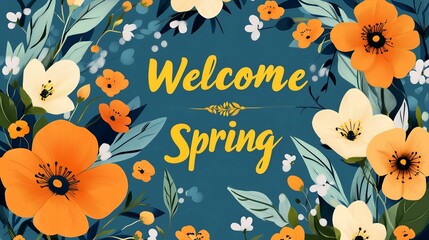 Obraz premium Vibrant floral design with orange and white flowers and the text 