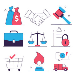 Hand-Drawn Legal & Business Icons: Perfect for presentations, websites, and marketing materials.    