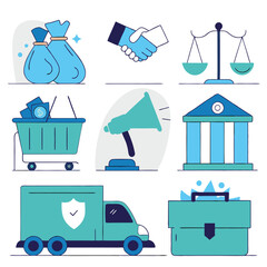 Hand-Drawn Legal & Business Icons: Black & White Set for Design Projects law work team gavel money  