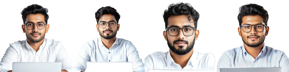 Obraz premium Professional male portrait collage with laptop and glasses