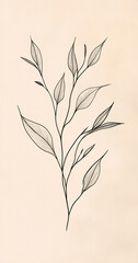 Fototapeta premium Delicate line art of plant leaves