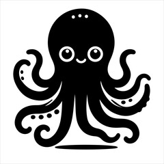 Octopus silhouette vector. Octopus log icon. Octopus symbol vector on a white background.