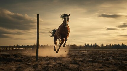 A photo of a horse mastering ground pole exercises