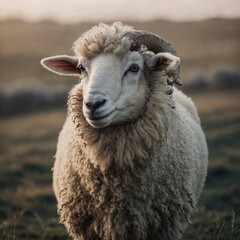 Obraz premium A sheep in a dreamlike, soft-focus style.