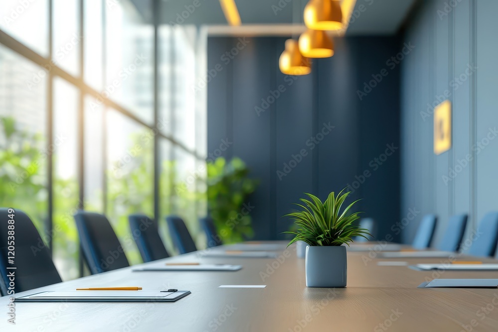 Aufkleber a cozy table setting featuring a lush green plant in a stylish pot surrounded by natural light creat