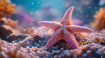 Starfish on underwater coral reef scene