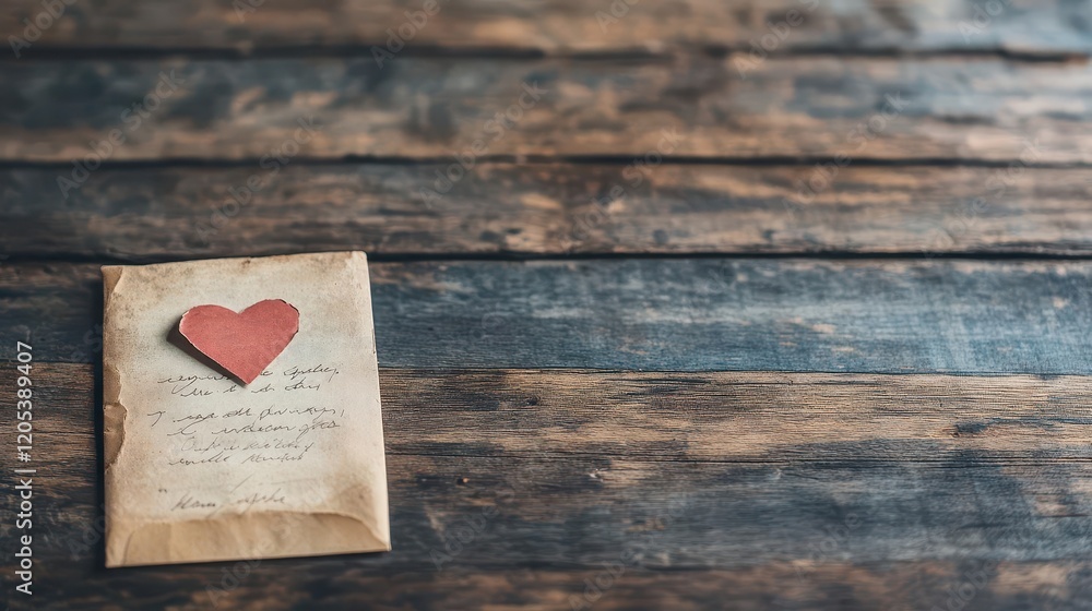 Poster a heart symbol handcrafted on a piece of textured paper evoking love and emotion in a soft natural l