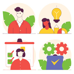 Hand-Drawn Professional Expertise Icons: Skill, Success, Strategy, Growth sales career design vector