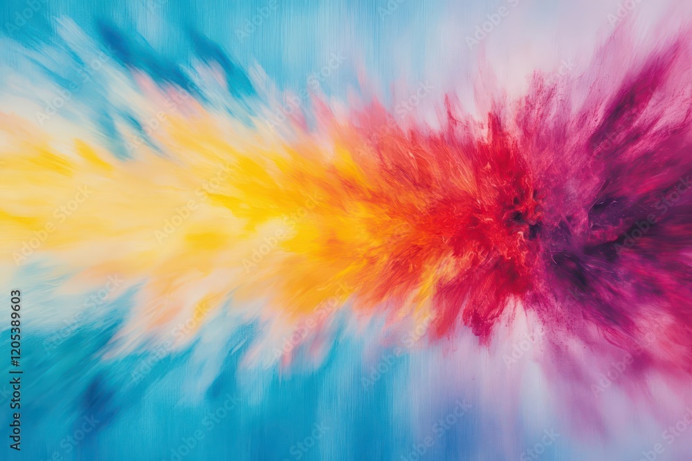 Poster vibrant colorful abstract painting featuring dynamic swirls and bold shapes evoking emotions of joy 