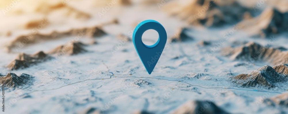Poster exploring geographic locations with map pins digital terrain interactive navigation aerial perspecti