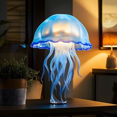 Trendy decor jellyfish lamp on side table