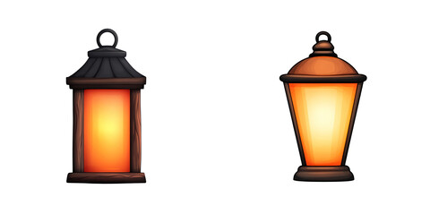 Vintage lanterns glowing warmly, showcasing retro charm and inviting ambiance