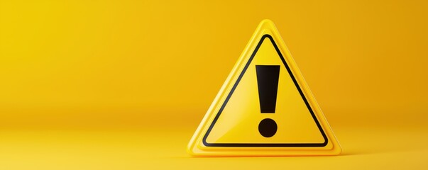 Warning sign alerting caution urban environment graphic design bright yellow background safety concept