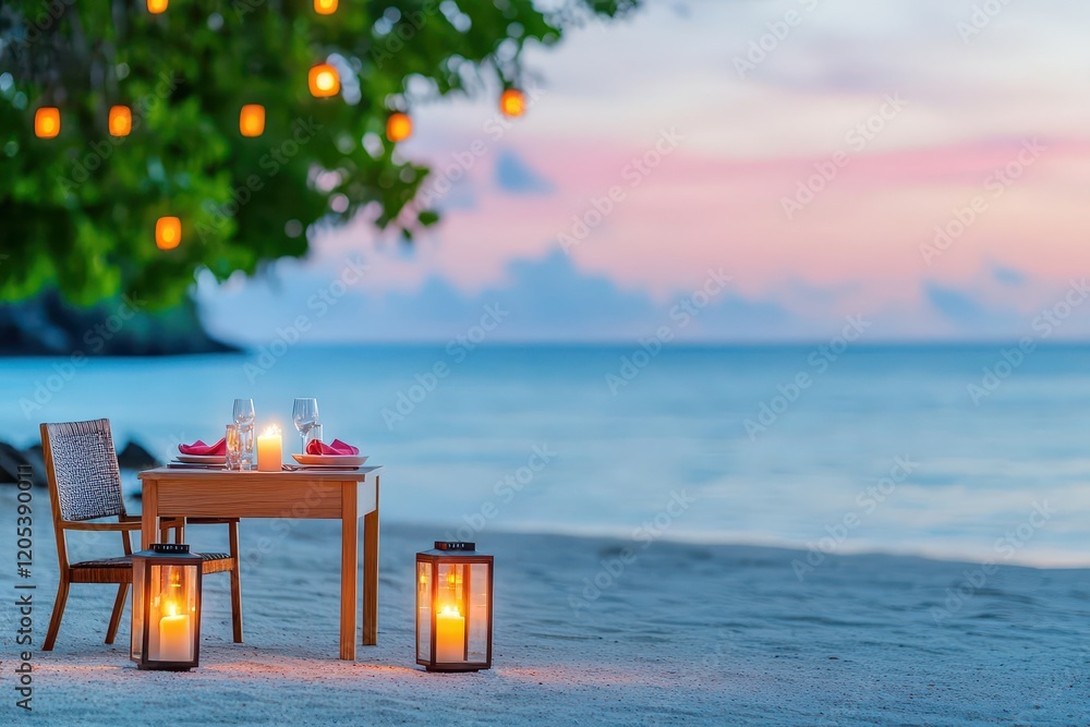 Leinwandbilder romantic table setting with two flickering candles and a glass of deep red wine creating an intimate