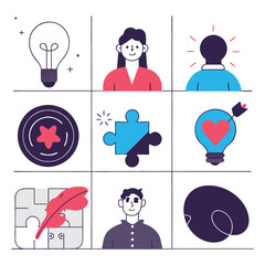 Hand-Drawn Soft Skills Icons: Empower Your Team, Boost Productivity, and Elevate Performance. Black 
